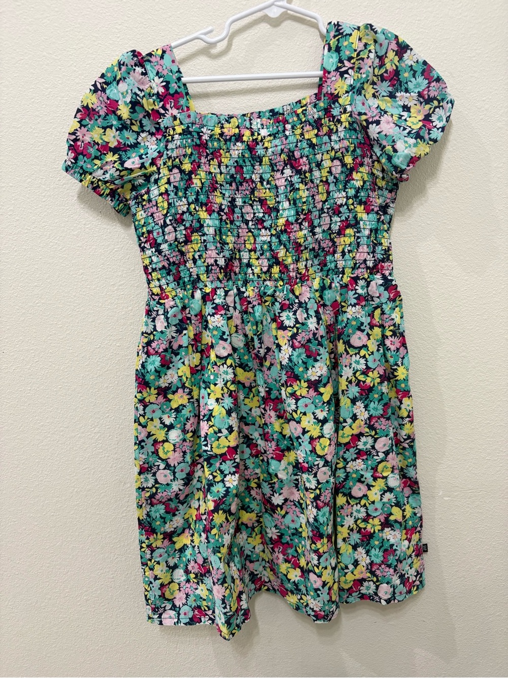 GAP Floral Smocked Dress - Teal, Yellow & Pink